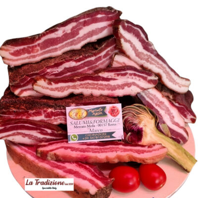 Pancetta di suino stagionata  di Norcia  affettata spessa