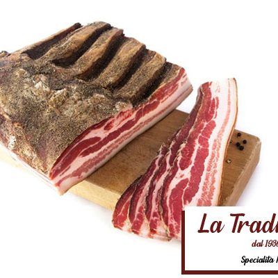 Pancetta di suino stagionata  di Norcia a tranci