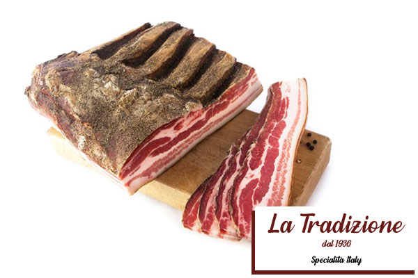 Pancetta di suino stagionata  di Norcia a tranci